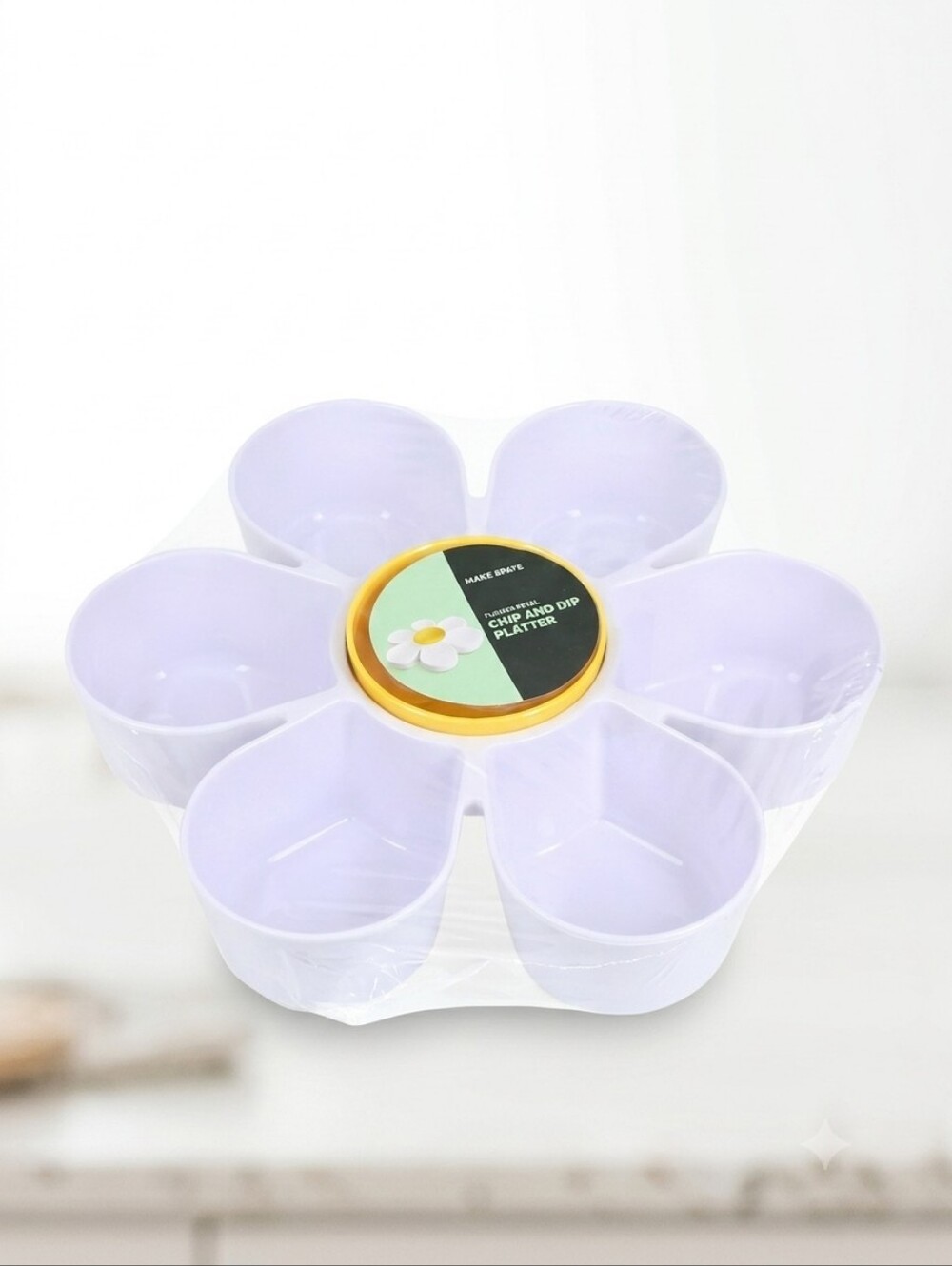 Daisy Chips & Dip Serving Tray with Yellow Center Bowl - Picture 3 of 6